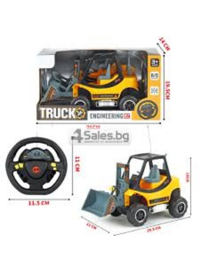 GTG TOYS Remote control construction crane bulldozer toy for kids with remote control, steering wheel and lights. - Image 3