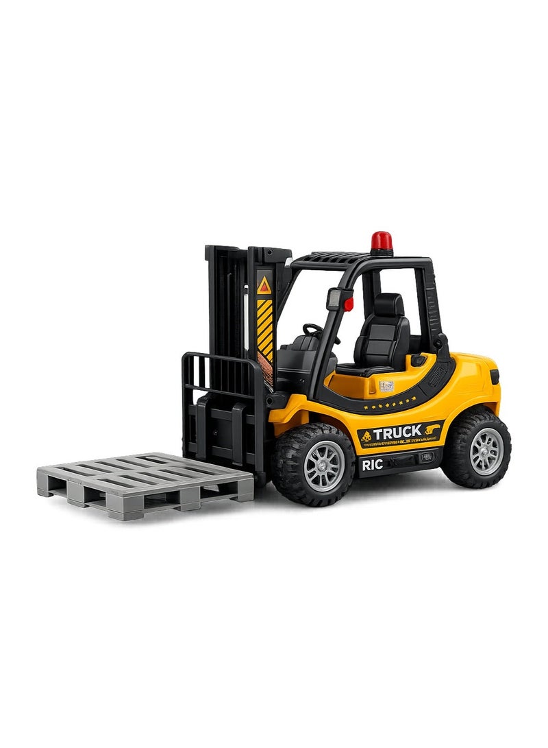 GTG TOYS Remote control construction crane bulldozer toy for kids with remote control, steering wheel and lights. - Image 1