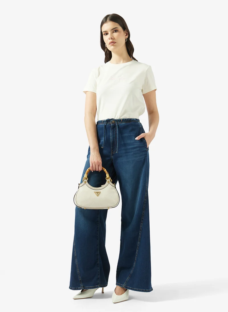 جيس جينز بنطلون رياضي واسع بخصر مرتفع