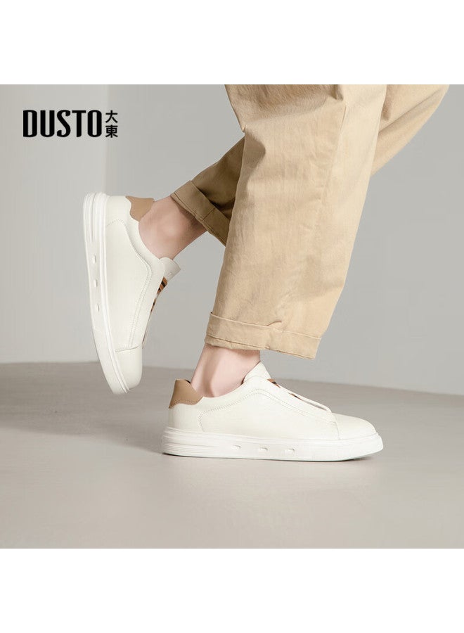 Dusto Men's Shoes, Spring New White Sneakers, Versatile Comfortable Men's Student Skateboard Shoes, Height-increasing Sports Casual Shoes - Image 2