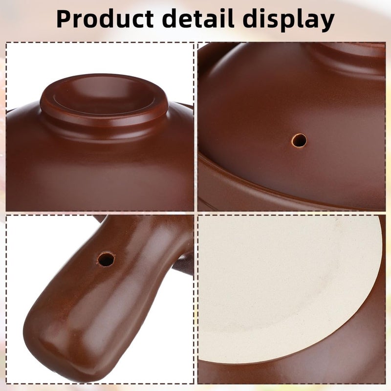 Traditional Small Ceramic Casserole Pot with Lid for Stove Top Cooking Heat Resistant Lithium Porcelain Soup and Rice Pot Scratch Wear Resistant Kitchenware for Household Use - Image 3