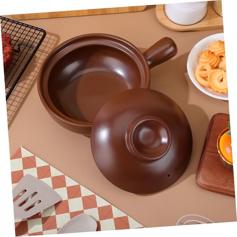 Traditional Small Ceramic Casserole Pot with Lid for Stove Top Cooking Heat Resistant Lithium Porcelain Soup and Rice Pot Scratch Wear Resistant Kitchenware for Household Use - Image 5
