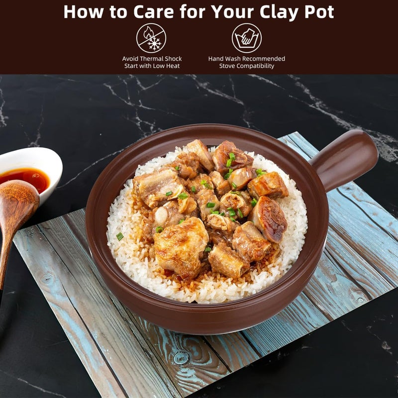 Traditional Small Ceramic Casserole Pot with Lid for Stove Top Cooking Heat Resistant Lithium Porcelain Soup and Rice Pot Scratch Wear Resistant Kitchenware for Household Use - Image 4