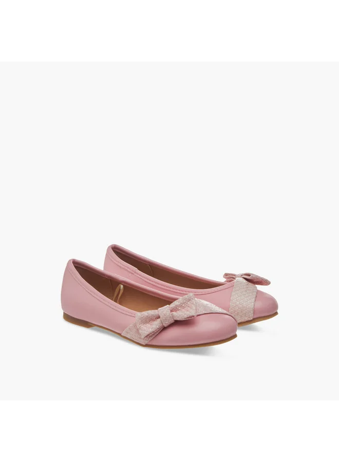 ميسي الصغيرة Girls Bow Accent Slip-On Ballerina Shoes