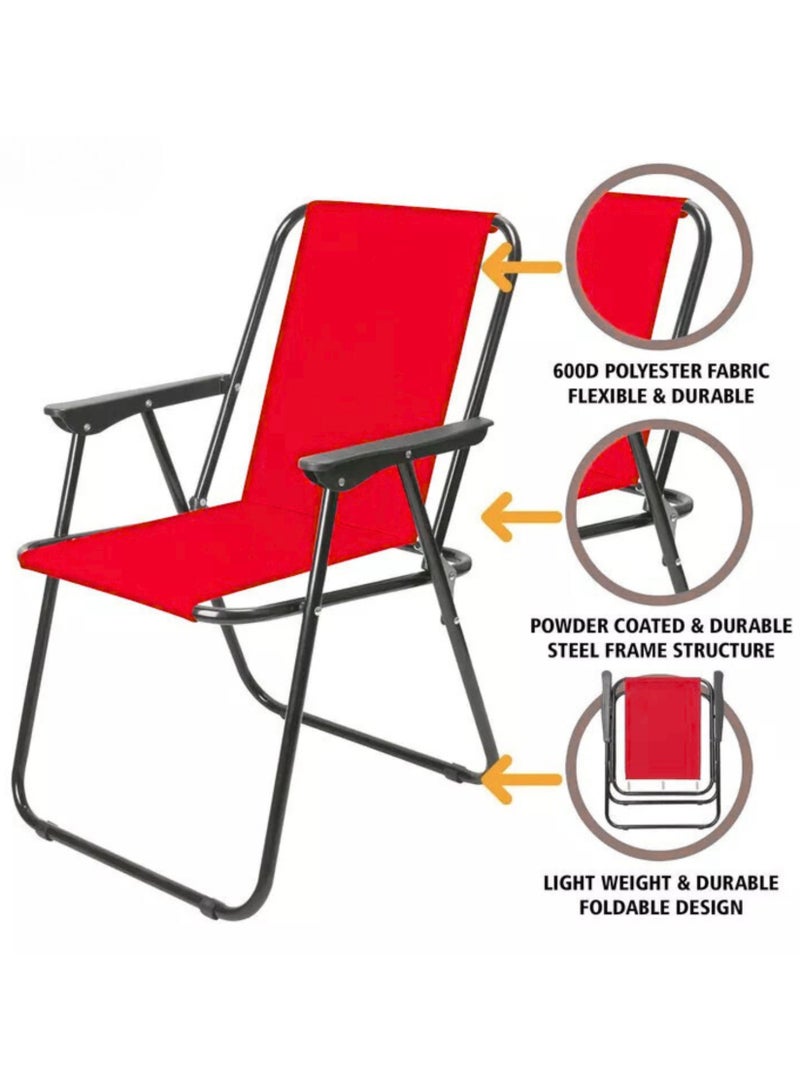 إي سي في في كرسي تخييم قابل للطي مع مساند للذراعين، خفيف الوزن، محمول، مصنوع من البوليستر، وزنه ١٠٠ كجم، كرسي تخييم حديدي قابل للطي، كرسي شاطئ | لون عشوائي - Image 2