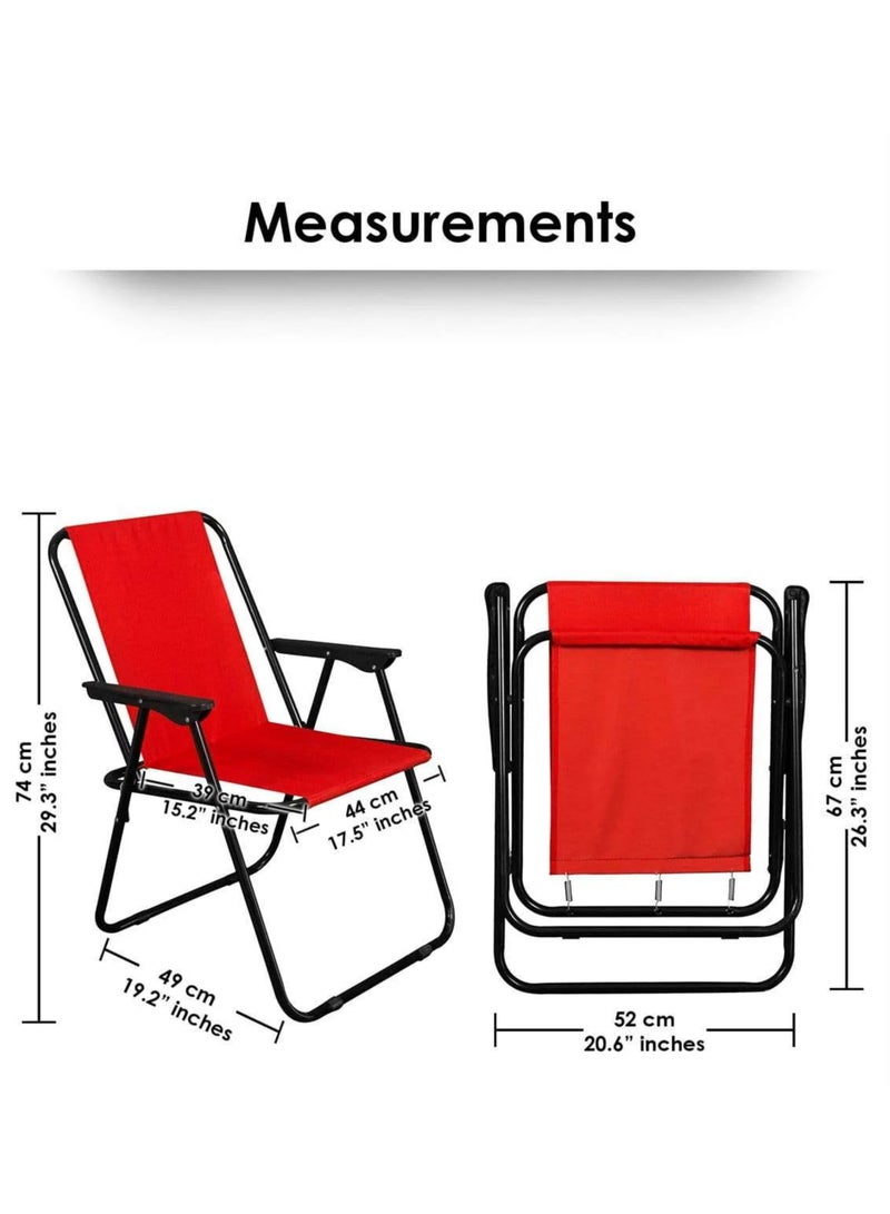إي سي في في كرسي تخييم قابل للطي مع مساند للذراعين، خفيف الوزن، محمول، مصنوع من البوليستر، وزنه ١٠٠ كجم، كرسي تخييم حديدي قابل للطي، كرسي شاطئ | لون عشوائي - Image 3
