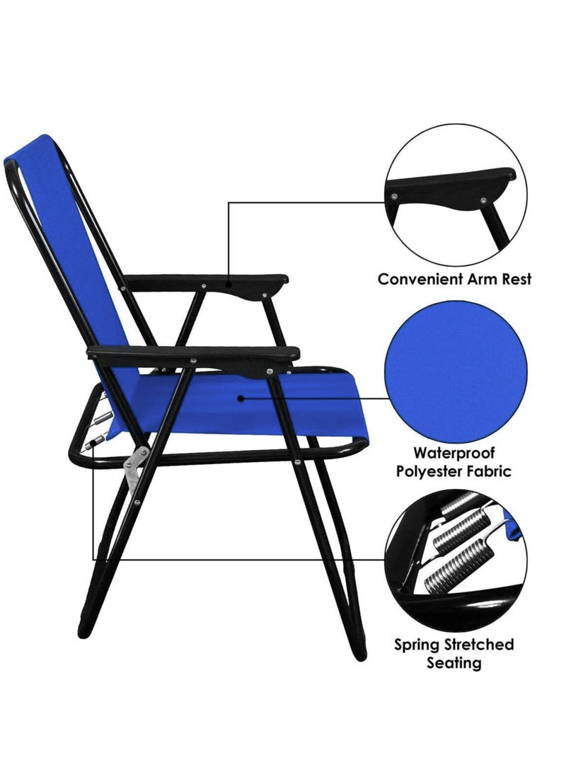 إي سي في في كرسي تخييم قابل للطي مع مساند للذراعين، خفيف الوزن، محمول، مصنوع من البوليستر، وزنه ١٠٠ كجم، كرسي تخييم حديدي قابل للطي، كرسي شاطئ | لون عشوائي - Image 4