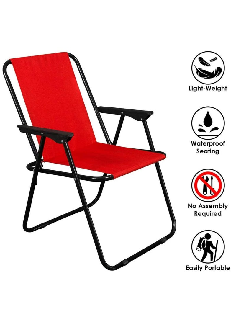 إي سي في في كرسي تخييم قابل للطي مع مساند للذراعين، خفيف الوزن، محمول، مصنوع من البوليستر، وزنه ١٠٠ كجم، كرسي تخييم حديدي قابل للطي، كرسي شاطئ | لون عشوائي - Image 5