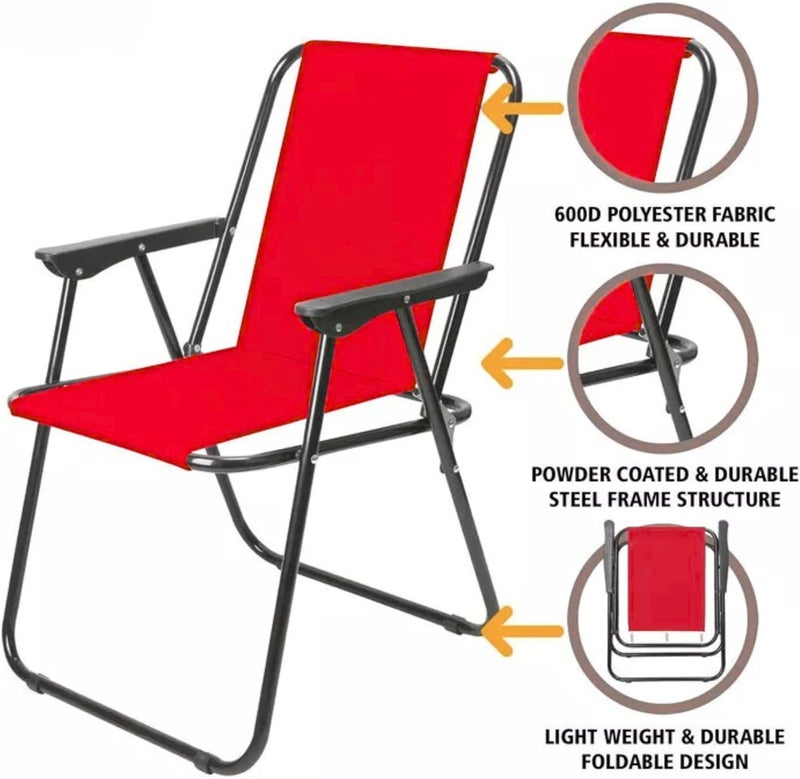 إي سي في في كرسي تخييم قابل للطي مع مساند للذراعين، خفيف الوزن وقابل للحمل، مصنوع من البوليستر والحديد، يتحمل وزنًا يصل إلى 100 كجم، كرسي شاطئ قابل للطي | لون عشوائي - Image 4