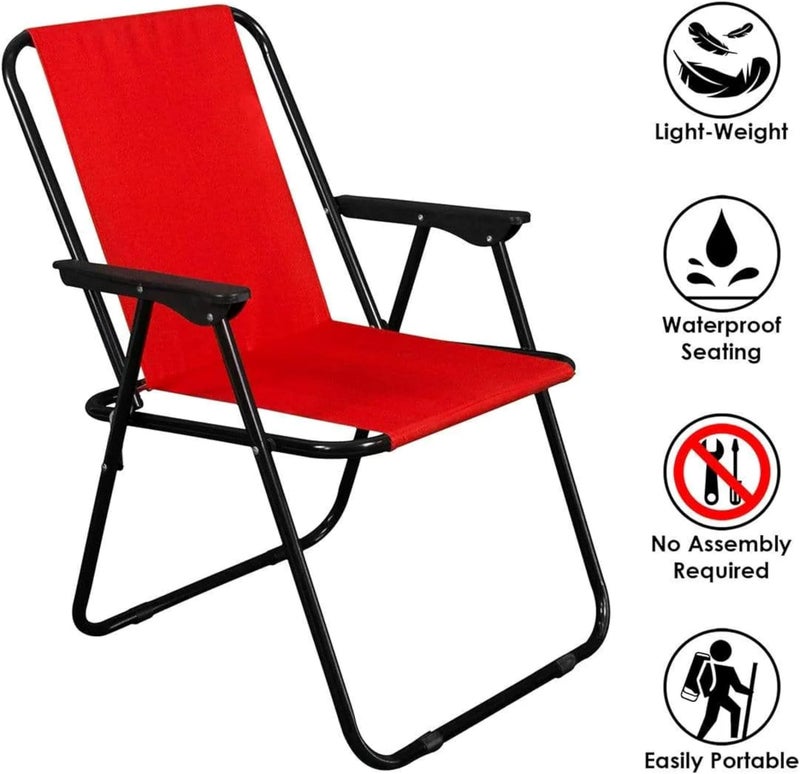 إي سي في في كرسي تخييم قابل للطي مع مساند للذراعين، خفيف الوزن وقابل للحمل، مصنوع من البوليستر والحديد، يتحمل وزنًا يصل إلى 100 كجم، كرسي شاطئ قابل للطي | لون عشوائي - Image 5