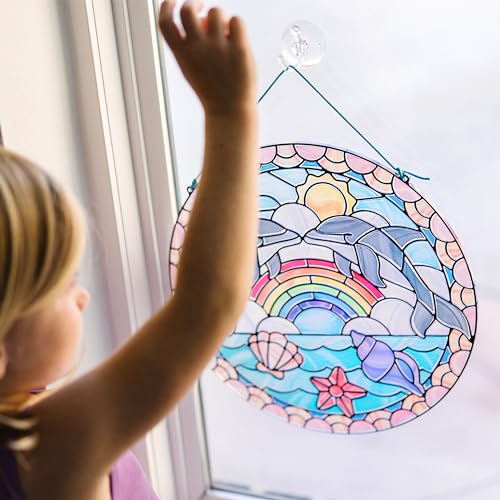 Melissa & Doug Stained Glass Made Easy Craft Kit: Dolphins - 180+ Stickers - Image 2