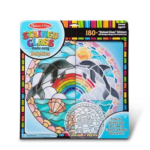 Melissa & Doug Stained Glass Made Easy Craft Kit: Dolphins - 180+ Stickers - Image 1