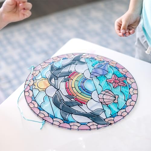 Melissa & Doug Stained Glass Made Easy Craft Kit: Dolphins - 180+ Stickers - Image 5