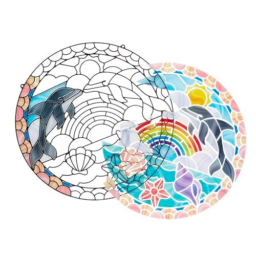 Melissa & Doug Stained Glass Made Easy Craft Kit: Dolphins - 180+ Stickers - Image 4