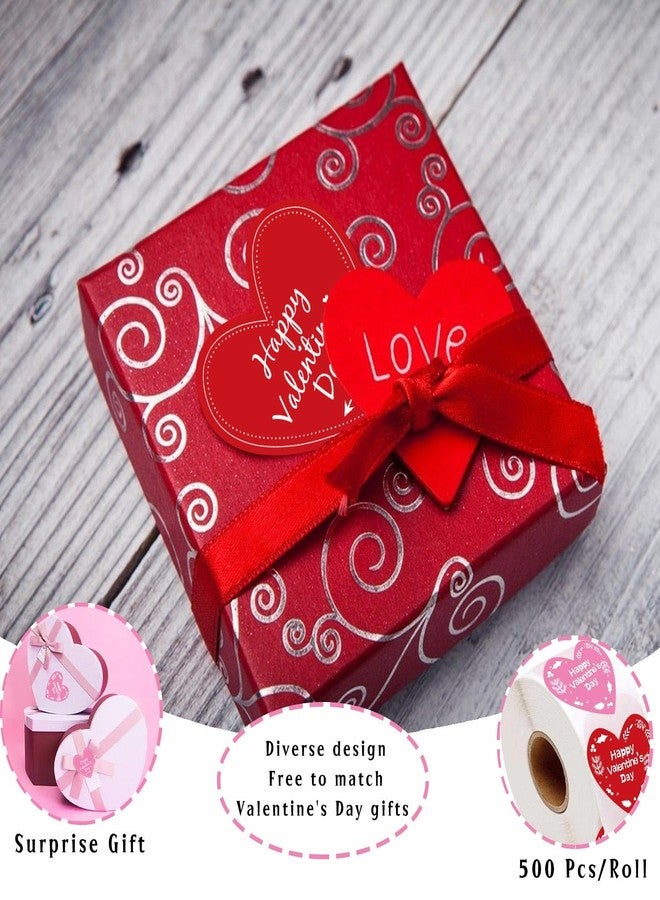 Well Tile Red Heart Valentine's Day Sticker Labels 2" - Happy Valentine's Day Sticker Labels 2 Inch - Valentine's Day Heart Stickers 500 Adhesive Love Labels Per Roll - Image 5