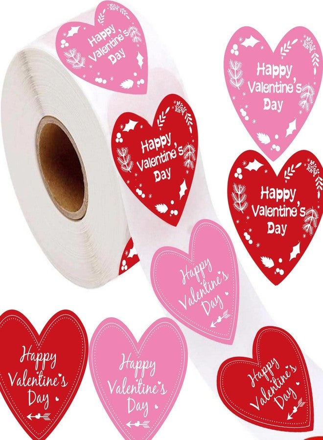 Well Tile Red Heart Valentine's Day Sticker Labels 2" - Happy Valentine's Day Sticker Labels 2 Inch - Valentine's Day Heart Stickers 500 Adhesive Love Labels Per Roll - Image 1