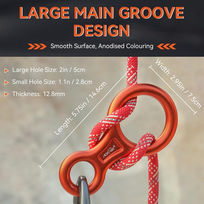 AOKWIT Rescue Figure 8 Descender Climbing Gear Downhill Equipment 35KN/3500kg 7075 Aluminum Alloy Rigging Plate for Climbing Belaying and Rappeling Device - Image 5