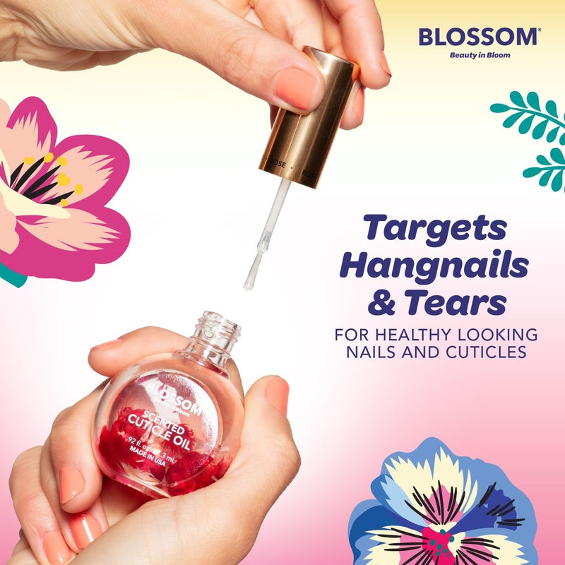 Blossom Cuticle Oil for Nails, Hydrating, Moisturizing, Scented Nail Oil Cuticle Care, Infused with Real Flowers, Made in USA, 0.5 fl. oz, Hibiscus - Image 4