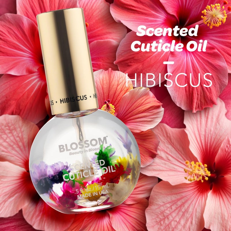 Blossom Cuticle Oil for Nails, Hydrating, Moisturizing, Scented Nail Oil Cuticle Care, Infused with Real Flowers, Made in USA, 0.5 fl. oz, Hibiscus - Image 2