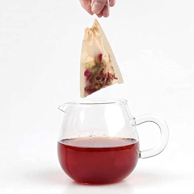 Silk Route 100 Pcs Biodegradable Tea Filter Bag Disposable Tea Filter Bag Wood Pulp Material Fiber Drawstring Sealed Tea Filter Bag Free 1Pcs Small Wooden Spoon - Image 4