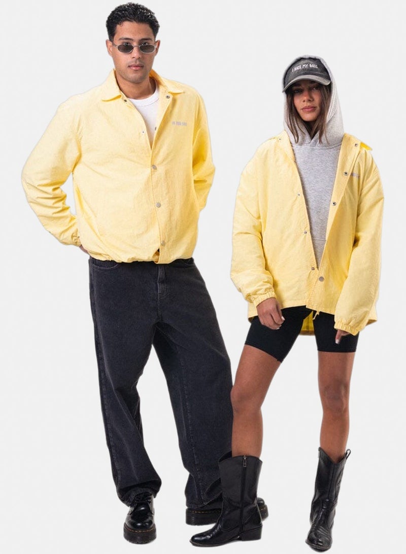 In Your Shoe Yellow Printed Regular Windbreaker - Image 1