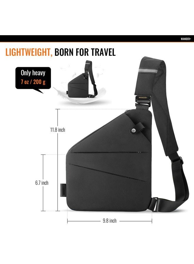 WANDER PLUS Anti Theft Crossbody Bag, Sling Chest Bags for Women Men, Shoulder Bag Anti-theft Design for Travel, Sport, Work (Black) - Image 5