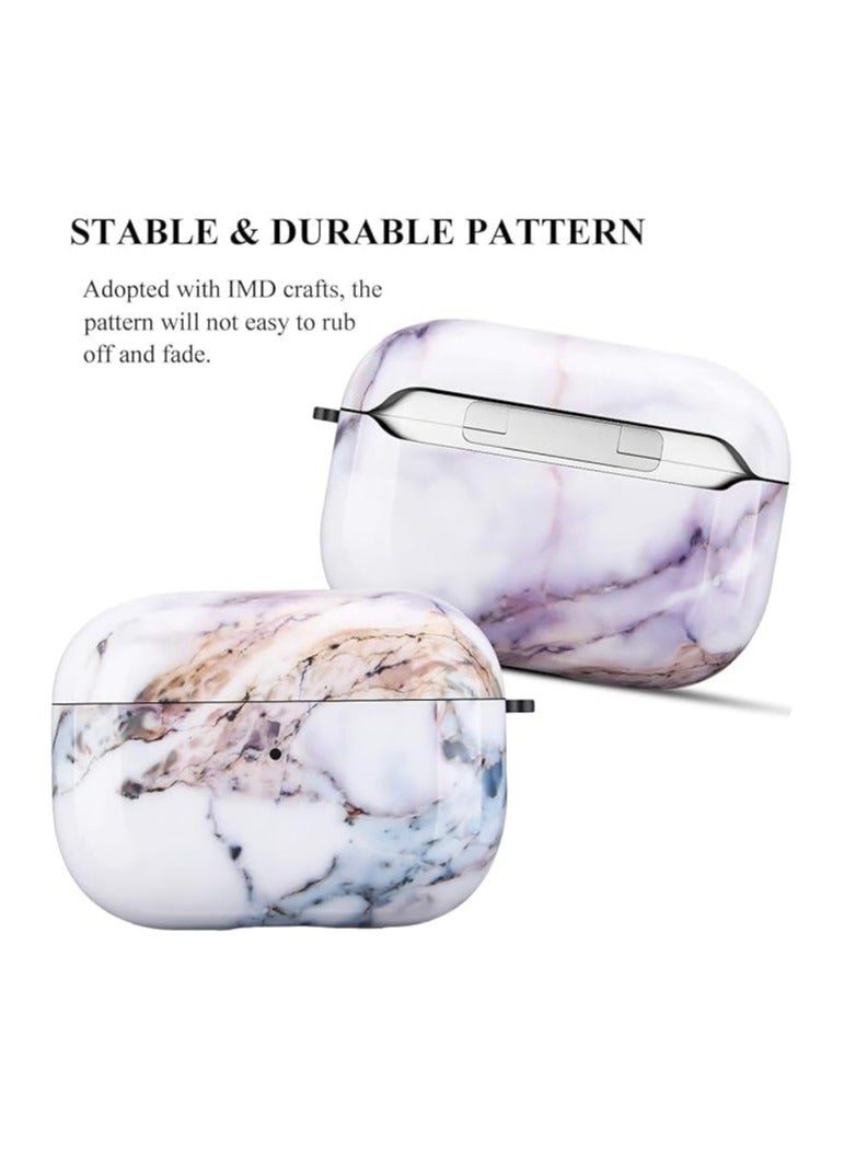 حافظة واقية متوافقة مع AirPods Pro 2 مع سلسلة مفاتيح واقية ضد الغبار والصدمات وصديقة للبيئة للفتيات والرجال والنساء متوافقة مع غطاء حافظة AirPods Pro 2 (رخام أرجواني) - Image 2