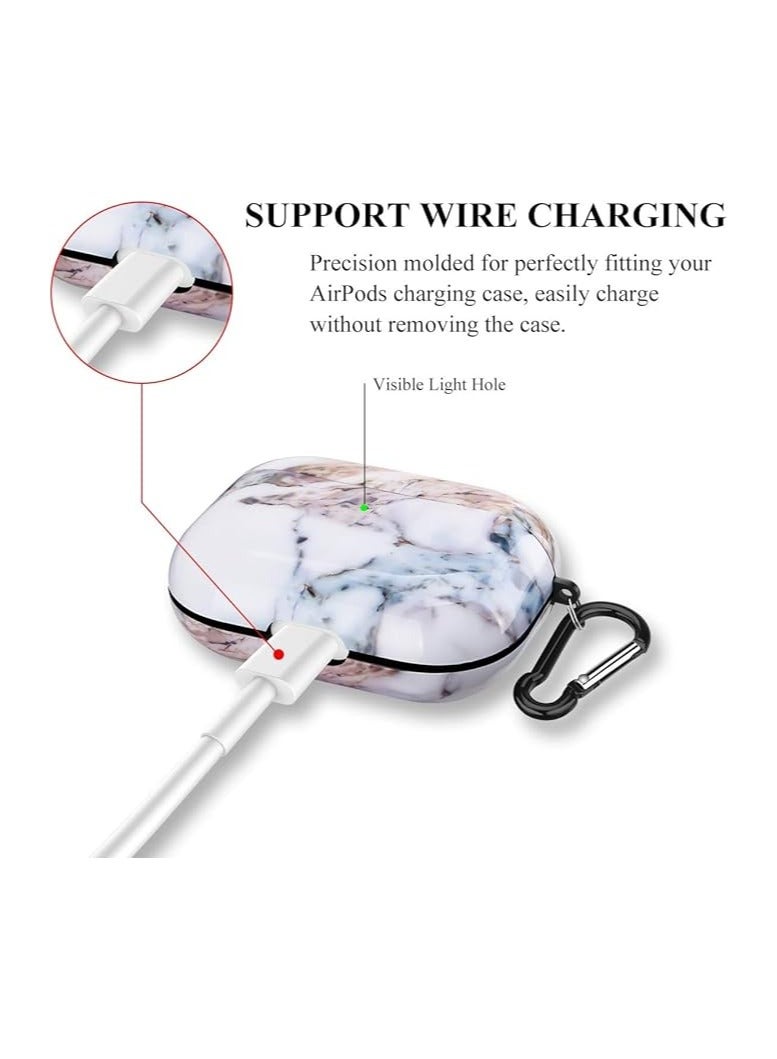 حافظة واقية متوافقة مع AirPods Pro 2 مع سلسلة مفاتيح واقية ضد الغبار والصدمات وصديقة للبيئة للفتيات والرجال والنساء متوافقة مع غطاء حافظة AirPods Pro 2 (رخام أرجواني) - Image 3