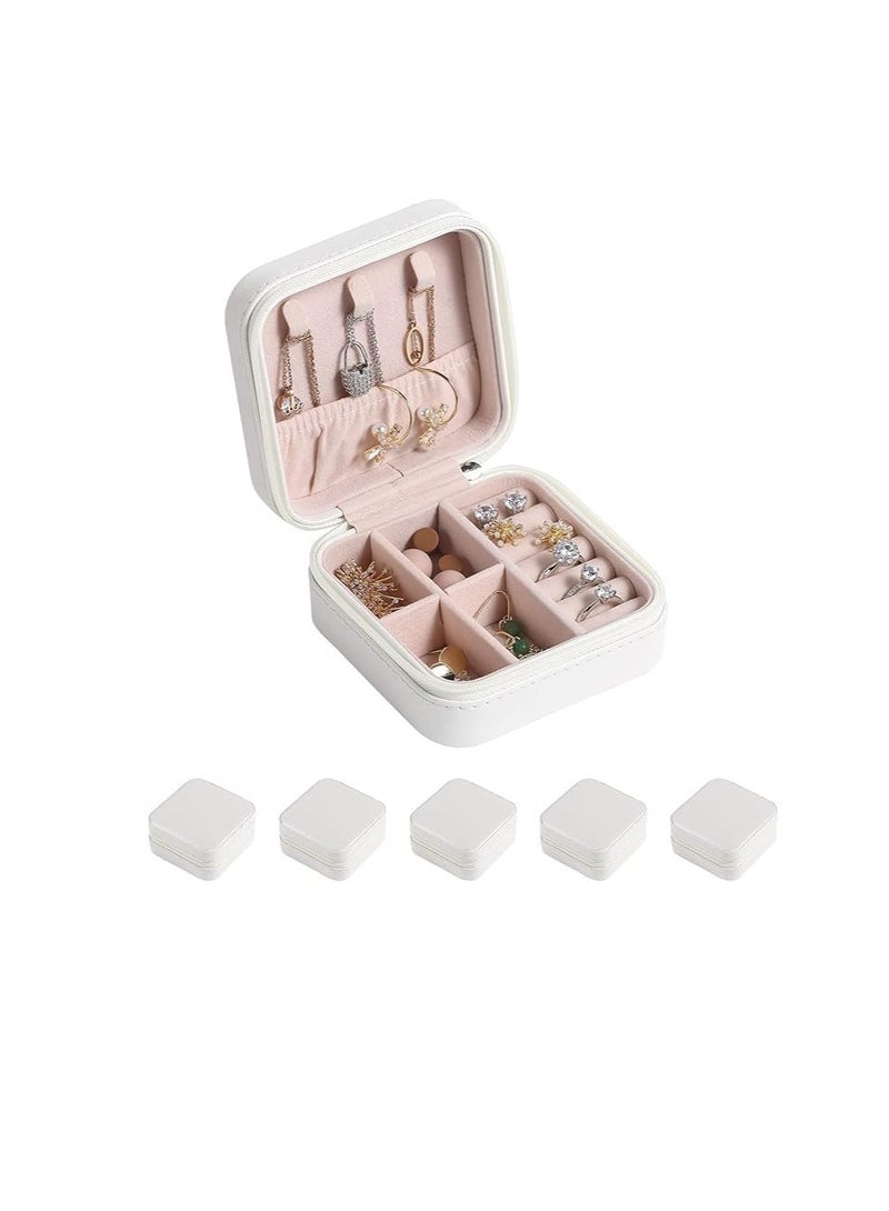 Small Portable Leather Ring Organizer Travel Jewelry Box Gift for Girls Women Multicolor Assorted Colors - Image 1