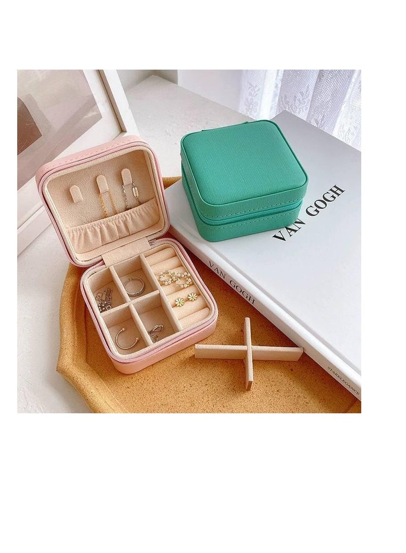 Small Portable Leather Ring Organizer Travel Jewelry Box Gift for Girls Women Multicolor Assorted Colors - Image 3