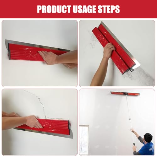 Serplex® Long Skimming Blade 15.7 Inches Stainless Steel Trowel Skimming Blade Rubberized Handle Drywall Smoothing Spatula Skimming Trowel Plastering Trowel for Large Area Project, House Renovation - Image 5
