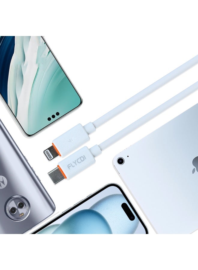 FLYCDI PD30W USB-A to Micro Cable, White, Fast Charging Compatible with iPhone, 480Mbps Data Transfer, - Image 3