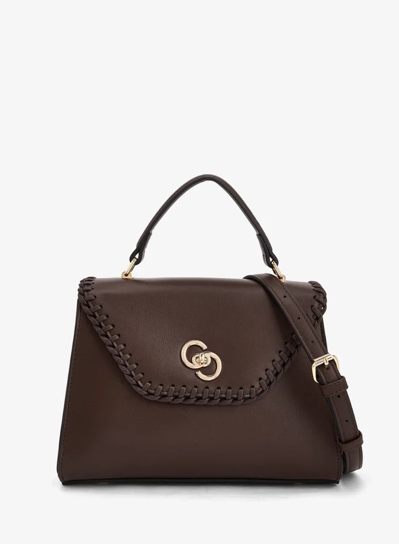 سيليست Stitch Design Satchel Bag With Twist Lock Closure