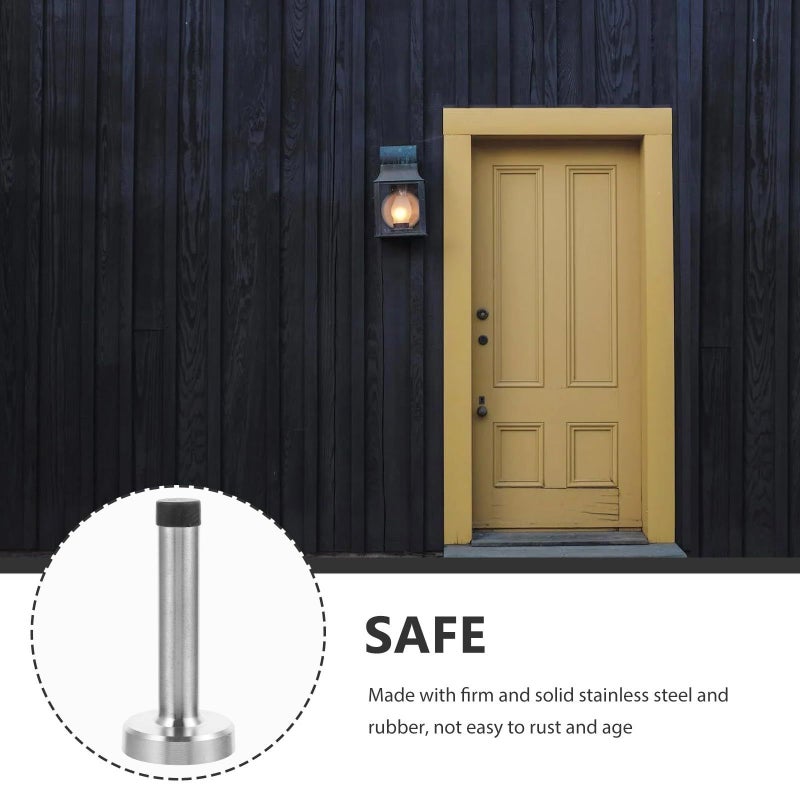 Extra Long 9 5cm Floor Mount Door Stopper Brushed Stainless Steel Wall Protection - Image 3