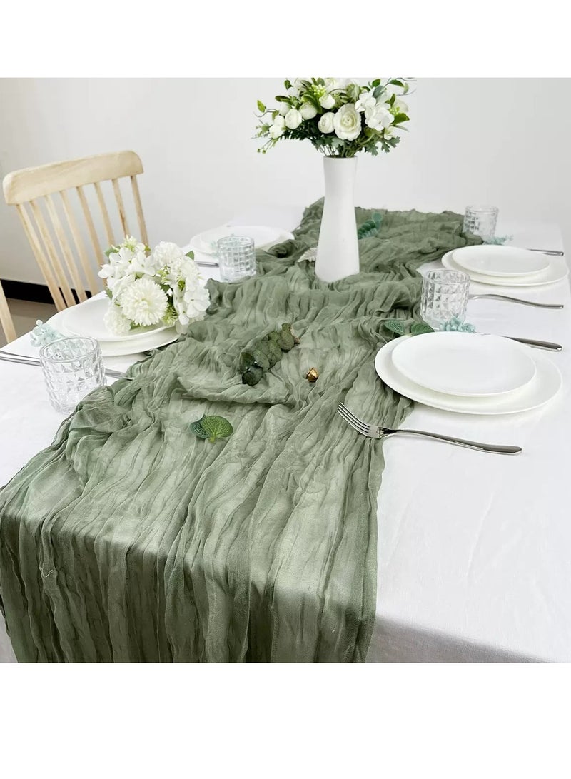 WLRQLW Cheesecloth Table Runner, 90 x 400 cm Boho Gauze Table Decor, Translucent Tablecloth for Wedding Reception Bridal Shower Party Decoration Table Centerpiece - Image 1