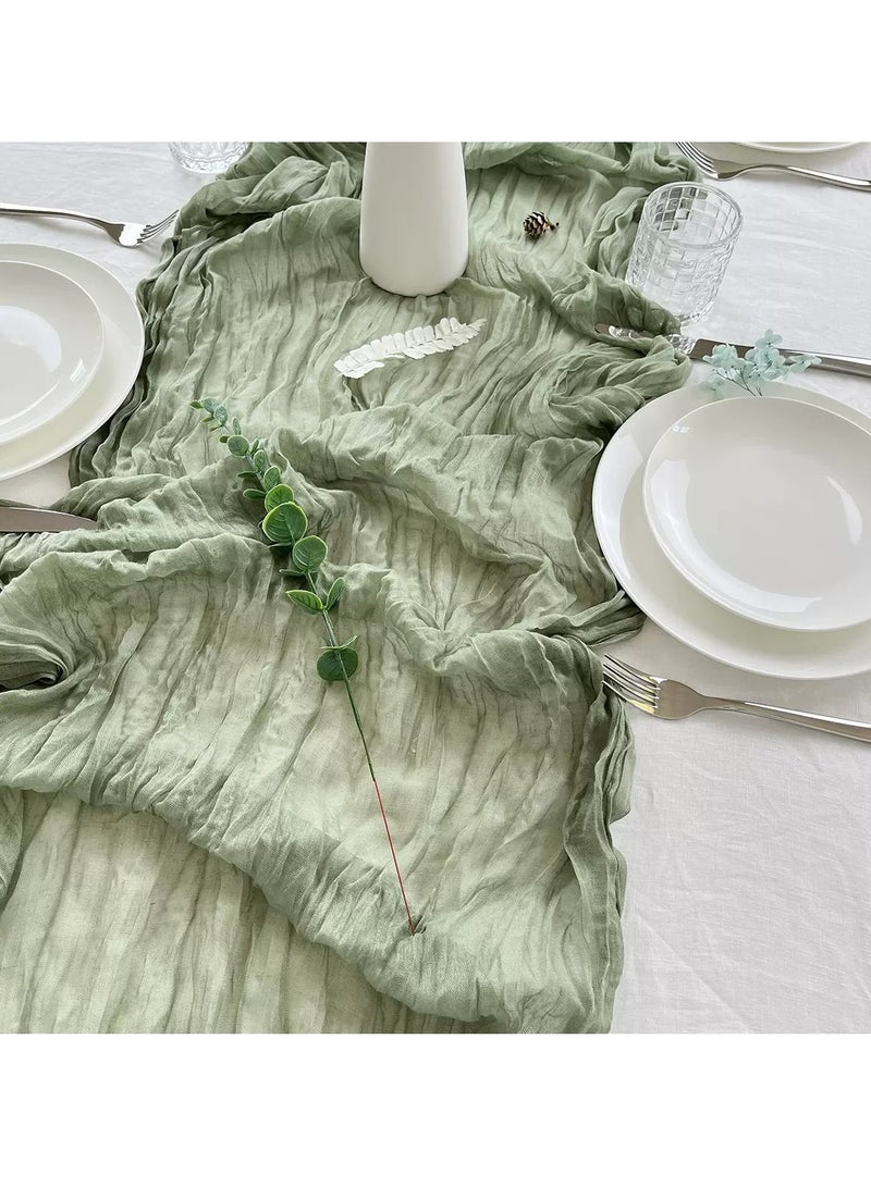 WLRQLW Cheesecloth Table Runner, 90 x 400 cm Boho Gauze Table Decor, Translucent Tablecloth for Wedding Reception Bridal Shower Party Decoration Table Centerpiece - Image 3
