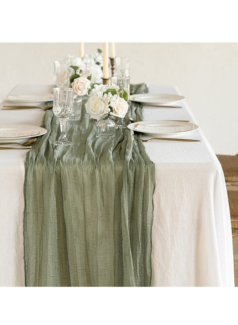WLRQLW Cheesecloth Table Runner, 90 x 400 cm Boho Gauze Table Decor, Translucent Tablecloth for Wedding Reception Bridal Shower Party Decoration Table Centerpiece - Image 2
