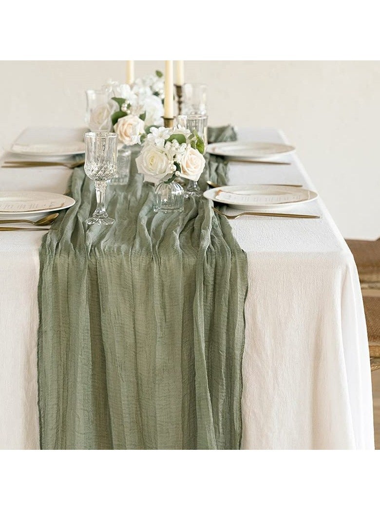 WLRQLW Cheesecloth Table Runner, 90 x 400 cm Boho Gauze Table Decor, Translucent Tablecloth for Wedding Reception Bridal Shower Party Decoration Table Centerpiece - Image 4