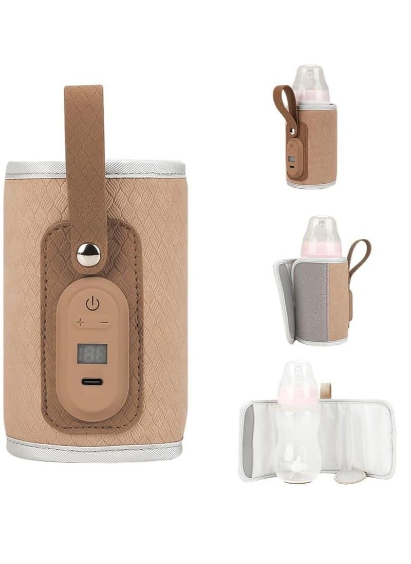 GUDOO Milk Bottle Heater Bottle Warmer Portable Baby Bottle Insulation Cover Portable Baby Bottle Food Warmer Adjustable Milk Warmer with Temperature Display  - Image 1