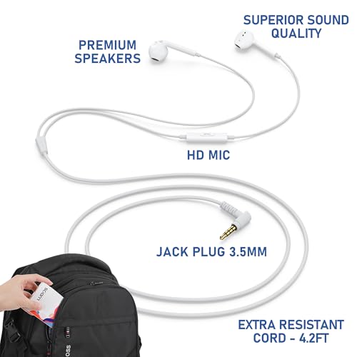 LUDOS ZENITH Wired Earbuds in-Ear Headphones, 2 Years Warranty, Earphones with Microphone, Corded for 3.5mm Jack Ear Buds for iPhone, Samsung, Computer, Laptop, Kids, School Students, Women, Small Ear - Image 2