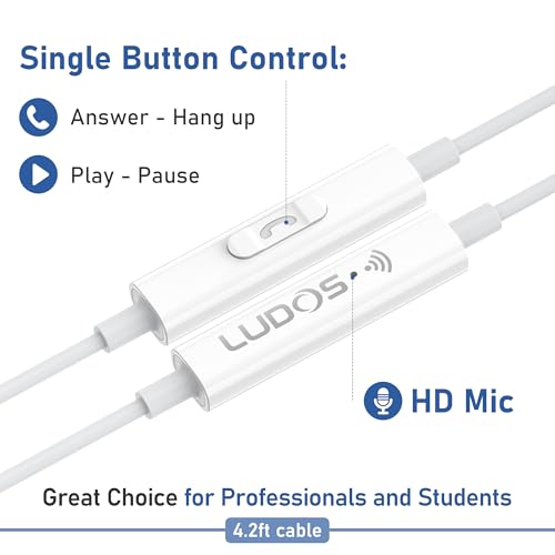 LUDOS ZENITH Wired Earbuds in-Ear Headphones, 2 Years Warranty, Earphones with Microphone, Corded for 3.5mm Jack Ear Buds for iPhone, Samsung, Computer, Laptop, Kids, School Students, Women, Small Ear - Image 4