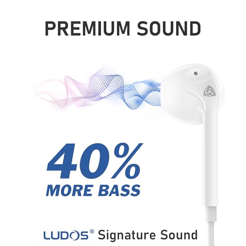 LUDOS ZENITH Wired Earbuds in-Ear Headphones, 2 Years Warranty, Earphones with Microphone, Corded for 3.5mm Jack Ear Buds for iPhone, Samsung, Computer, Laptop, Kids, School Students, Women, Small Ear - Image 3
