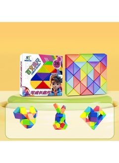 Magic Ruler Fidget Snake Cube Twist Puzzle Magic Snake Sensory Toys Collection Brain Teaser, Dice Fidget Toys for Kids Adults Teens(36 Sections: 63cm)