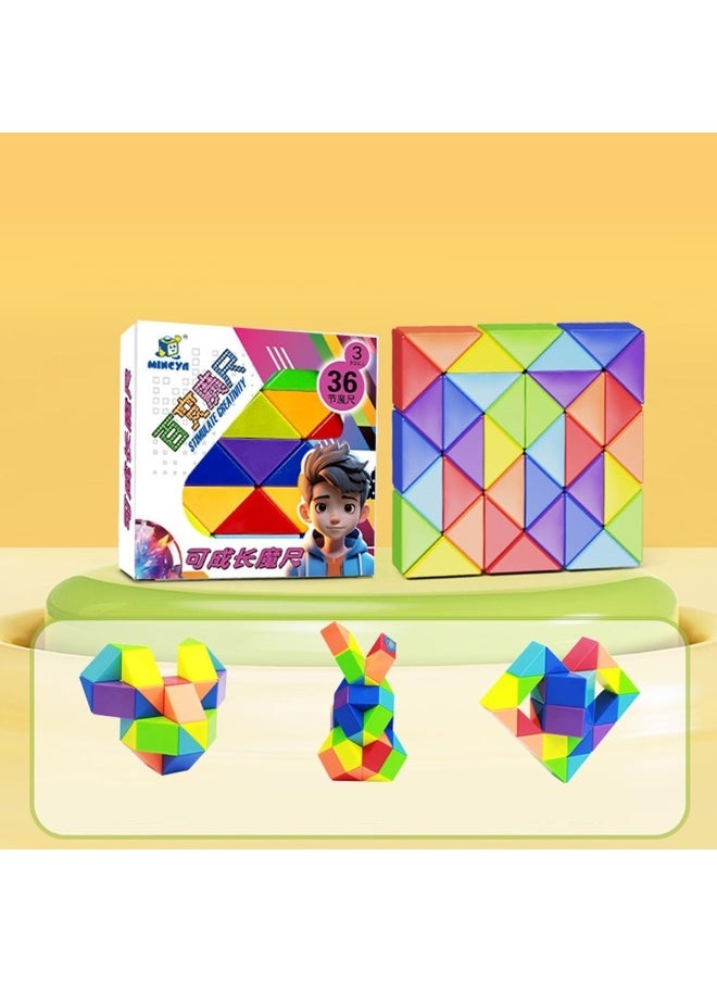 ECVV - Magic Ruler Fidget Snake Cube Twist Puzzle Magic Snake Sensory Toys Collection Brain Teaser, Dice Fidget Toys for Kids Adults Teens(36 Sections: 63cm) - Image 1
