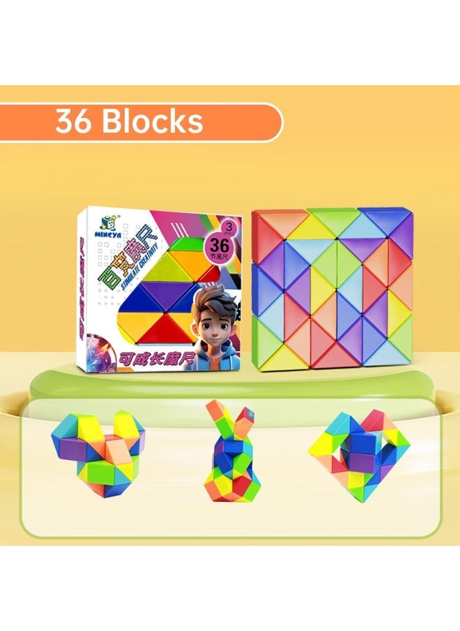 ECVV - Magic Ruler Fidget Snake Cube Twist Puzzle Magic Snake Sensory Toys Collection Brain Teaser, Dice Fidget Toys for Kids Adults Teens(36 Sections: 63cm) - Image 1