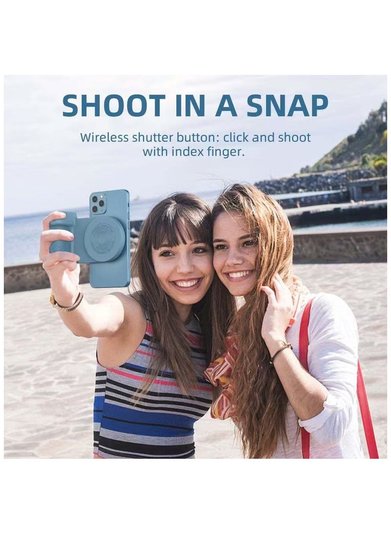 Magnetic Phone Camera Grip, DSLR-style Shutter Grip, Smartphone Photography Mount and Selfie Grip, Equipped With a Wireless Shutter Button, Suitable for IPhone and Android Devices for Selfies/Photography/TikTok/Zoom Calls/videos, Etc. (Black) - Image 2