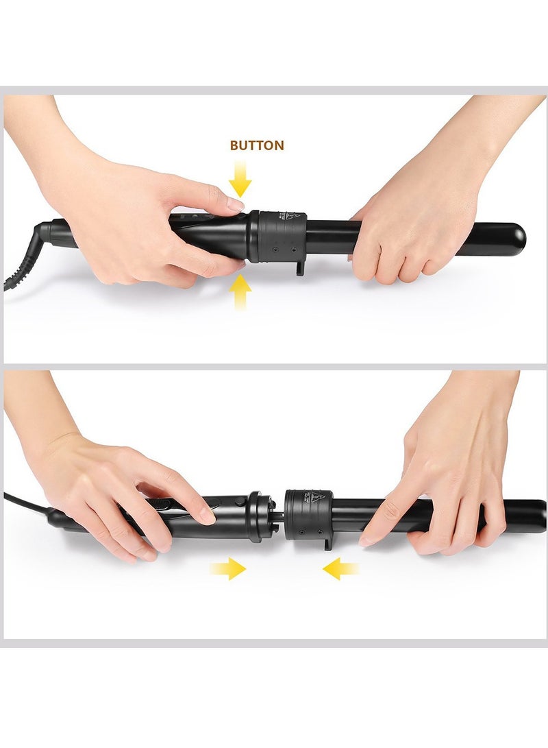 Generic 6 in 1 Hair Curling Iron Wand Set With Adjustable Temperature Ceramic Barrels and Heat Protective Glove,Waver Curling Tong Hair Curler,Black  - Image 4