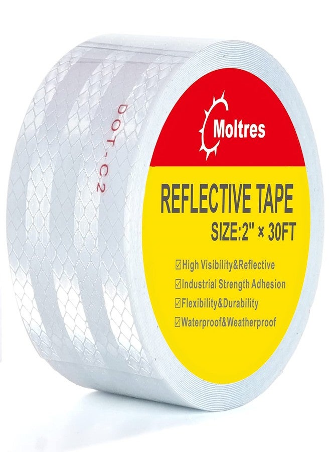 Moltres DOT-C2 Reflective Tape,White Silver 5.1cm X 9.1m Waterproof Conspicuity Safety Tape,Trailers Self Adhesive Warning Caution Reflector tape for Cars Trucks Trailer Vehicle Outdoor - Image 1