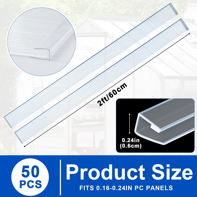 Innconee 30 Pcs Polycarbonate Greenhouse Panels U Connector Profile U Polycarbonate Profile U Channel U End Cap for Twin Wall Greenhouse Panels Prevent Dust, Rain, Fit 6mm or 4mm Panels, 2ft Length - Image 3