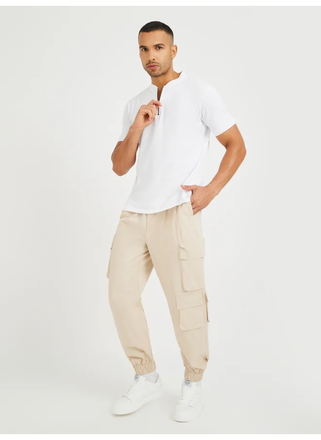 Styli Styli Half Zipped Regular Fit Polo T-Shirt